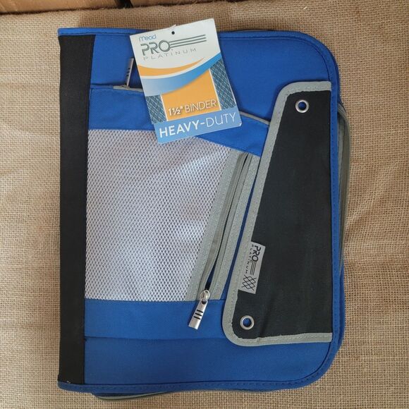 PRO Platinum Zipper Binder Interior Expanding File 1.5 Inch Blue Black - Picture 1 of 5